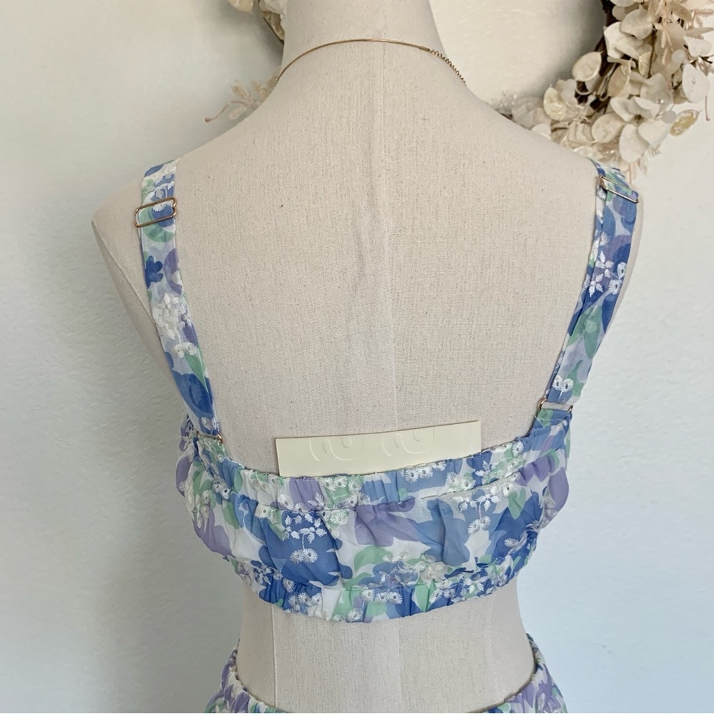 πͺ» SABO Venesa Maxi Skirt Crop Top Matching Set Blue Juniper Floral - Picture 10 of 16